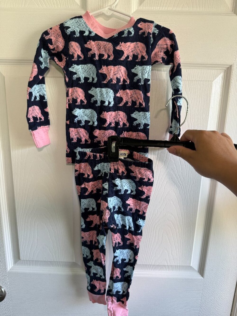 Little Blue House By Hatley Girls Long Sleeve Pink and Blue Bear Print Pajama